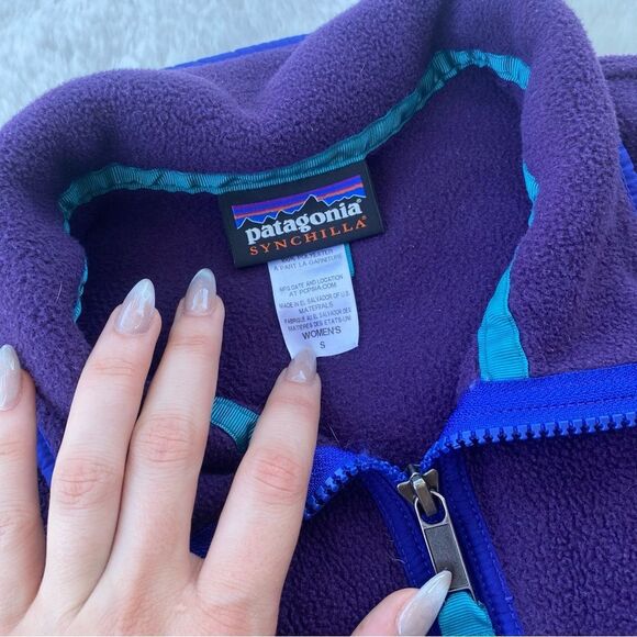 Patagonia Full Zip Synchilla Snap-T Jacket Sweater Sz. S Purple Blue - Picture 3 of 6